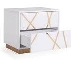 Nixa Modern Wide White and Gold Nightstand by VIG Furniture - View 3