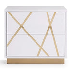 Nixa Modern Wide White and Gold Nightstand by VIG Furniture - View 1