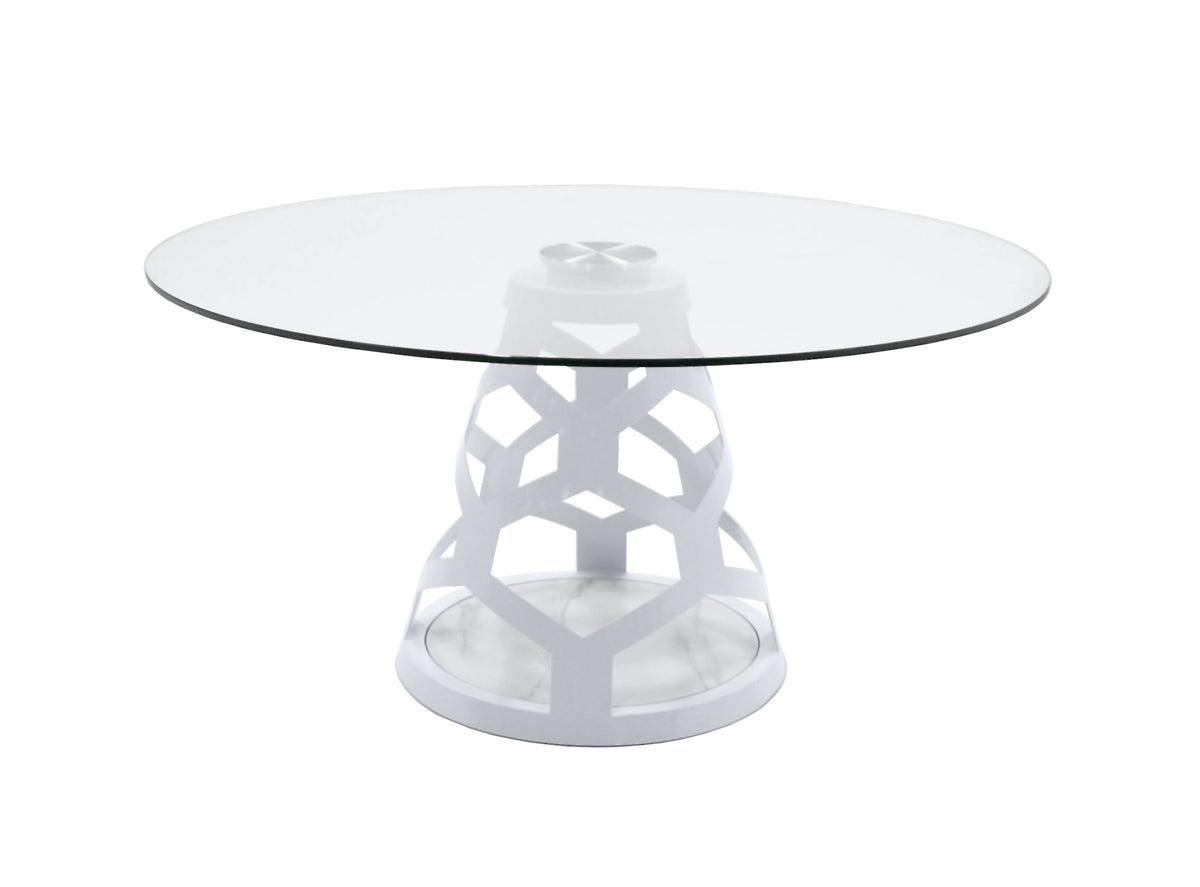 Lilly - Modern 12mm Round Glass + White Dining Table by VIG Furniture - View 8