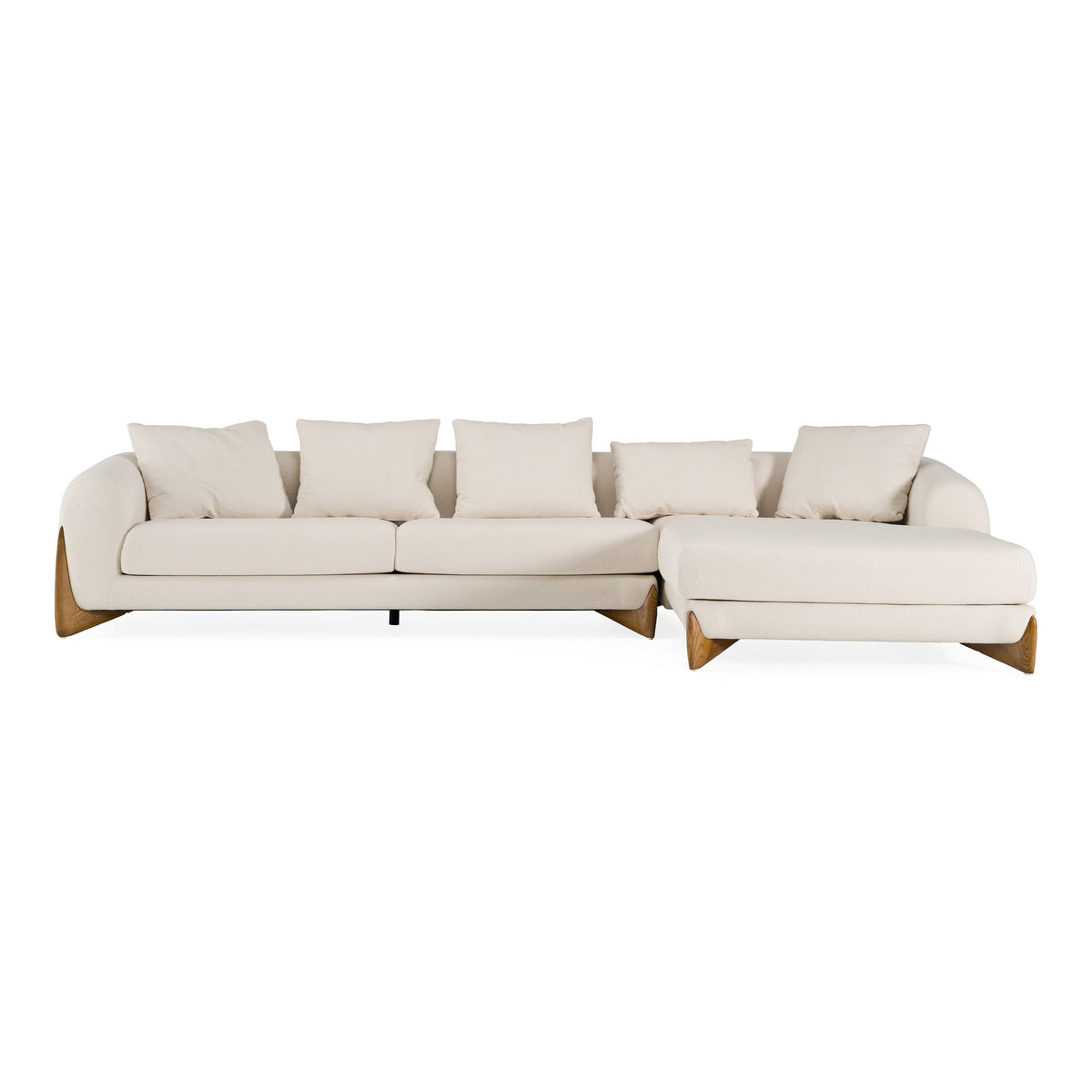 Fleury - Contemporary Cream Fabric and Walnut RAF Sectional Sofa by VIG Furniture - View 1
