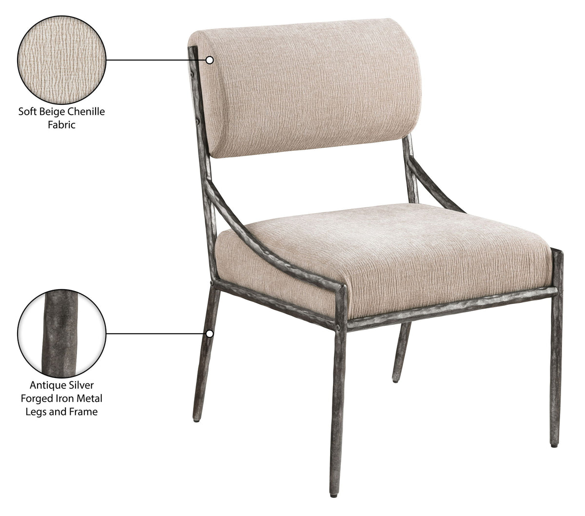 Bastille - Upholstered Dining Side Chair (Set of 2) - Silver Frame