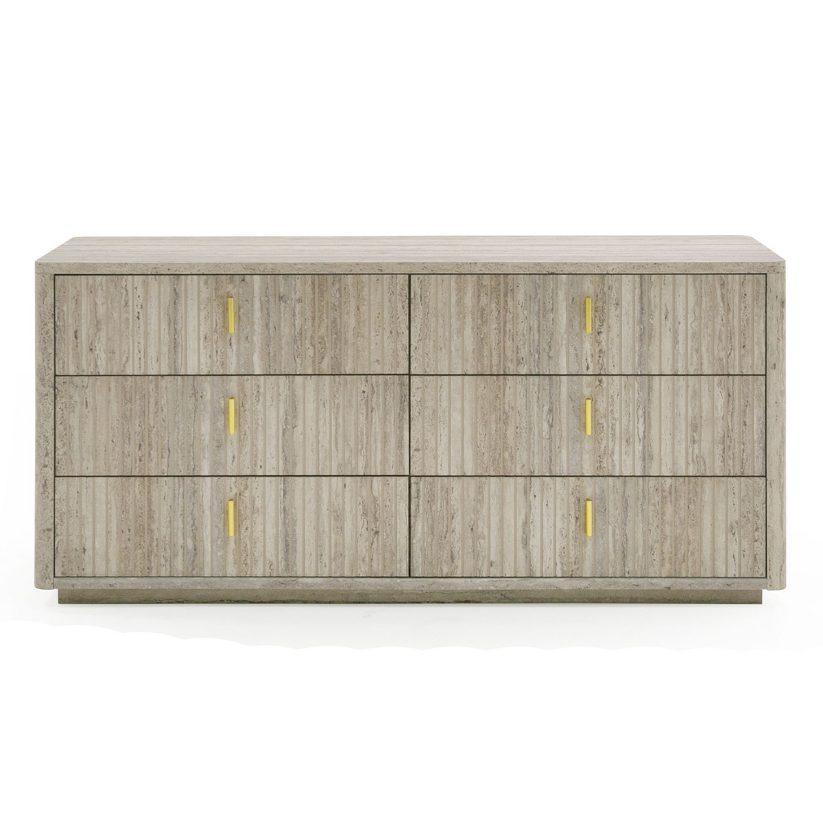 Roma - Modern Faux Travertine + Gold Dresser by VIG Furniture - View 1