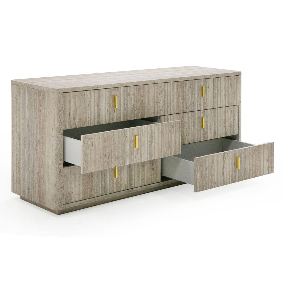 Roma - Modern Faux Travertine + Gold Dresser by VIG Furniture - View 9