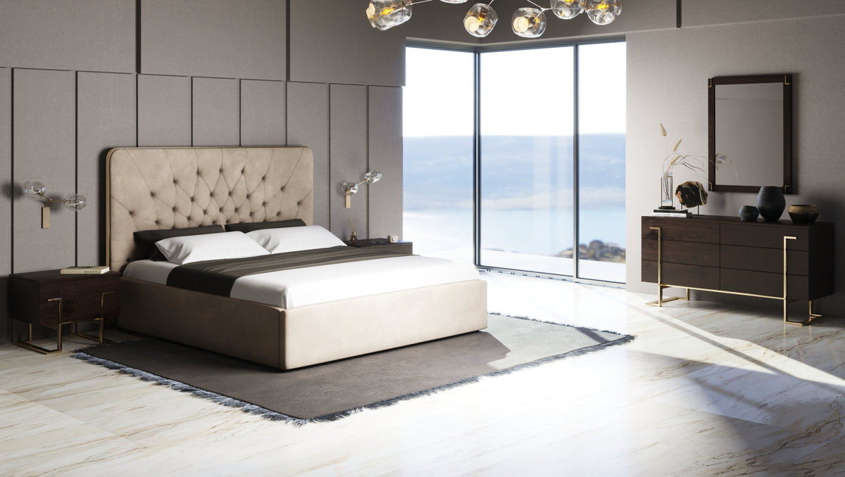 Moontide - Glam Beige Velvet and Brushed Brass Bedroom Set by VIG Furniture - View 7
