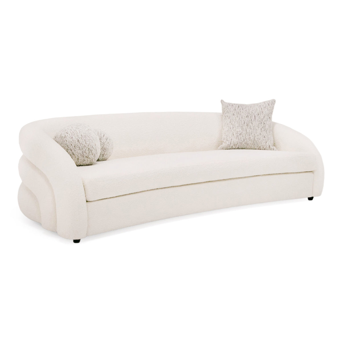 Joshua Modern 4-Seater Curved White and Taupe Fabric Sofa by VIG Furniture - View 2