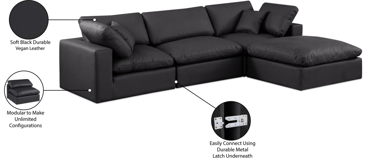 Comfy - 4 Piece Faux Leather Modular Sectional With Chaise