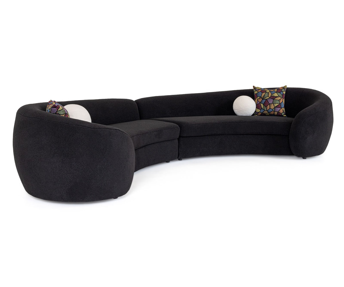 Kilmer Modern Black Curved Fabric Sectional Sofa by VIG Furniture - View 4