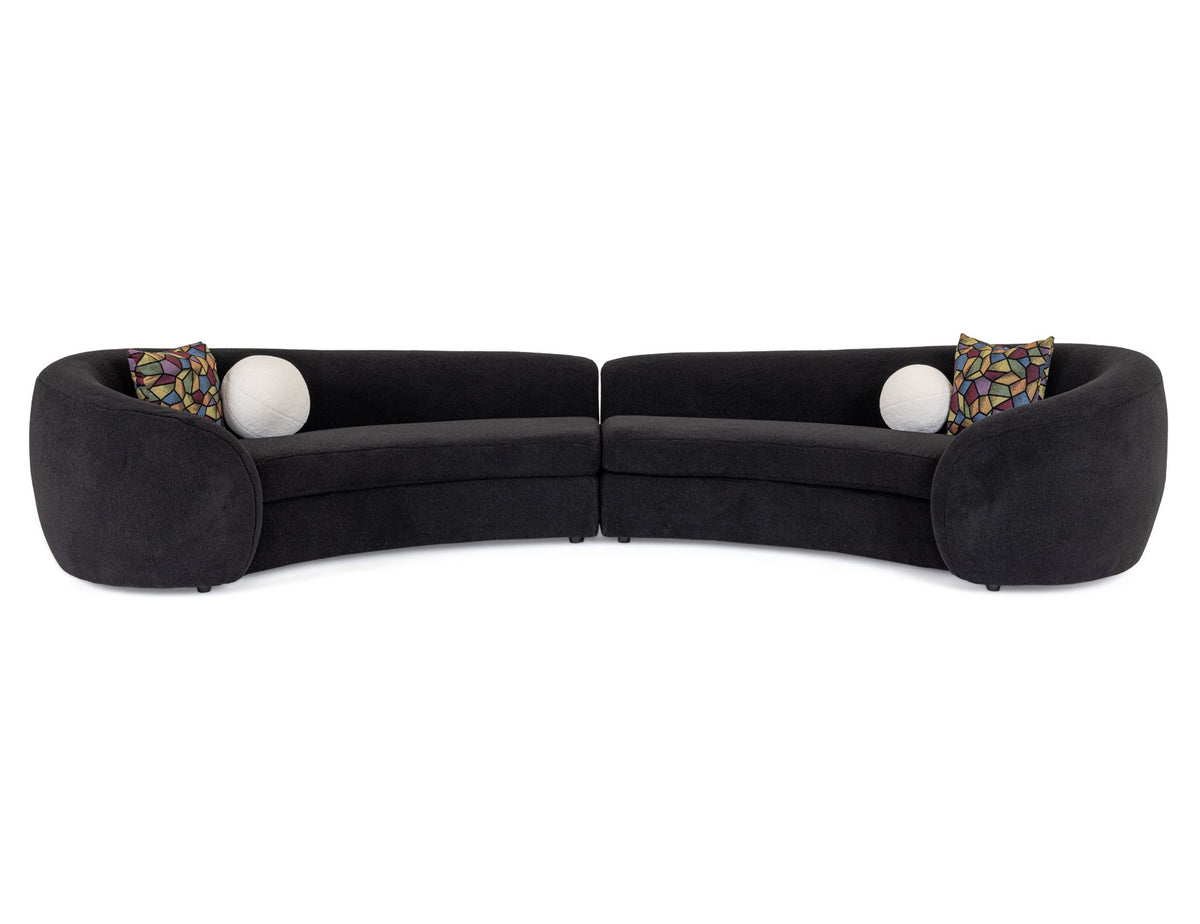 Kilmer Modern Black Curved Fabric Sectional Sofa by VIG Furniture - View 3