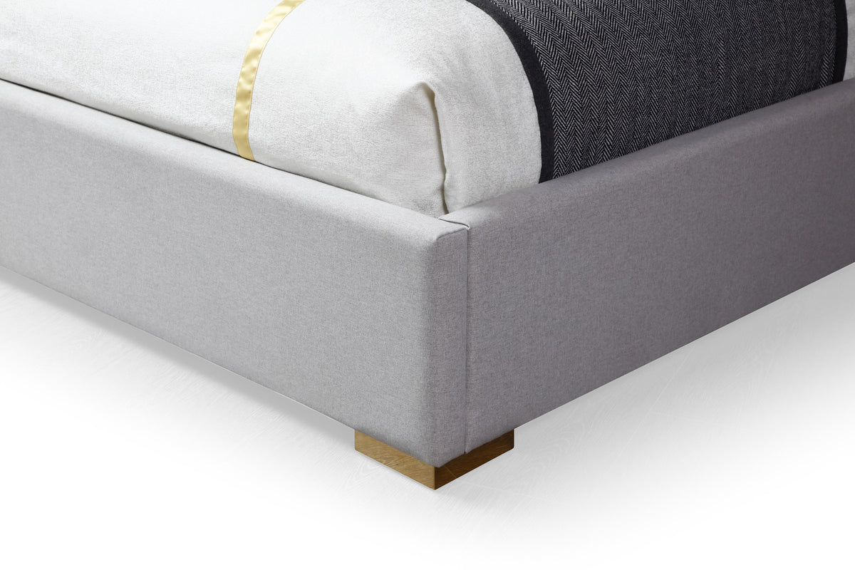 Athena - Modern Light Grey Linen + Gold Bed by VIG Furniture - View 3