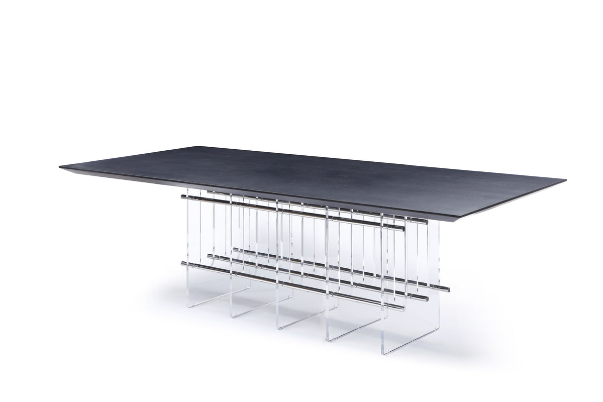 Inverness - Contemporary Black Oak + Acrylic Dining Table by VIG Furniture - View 2