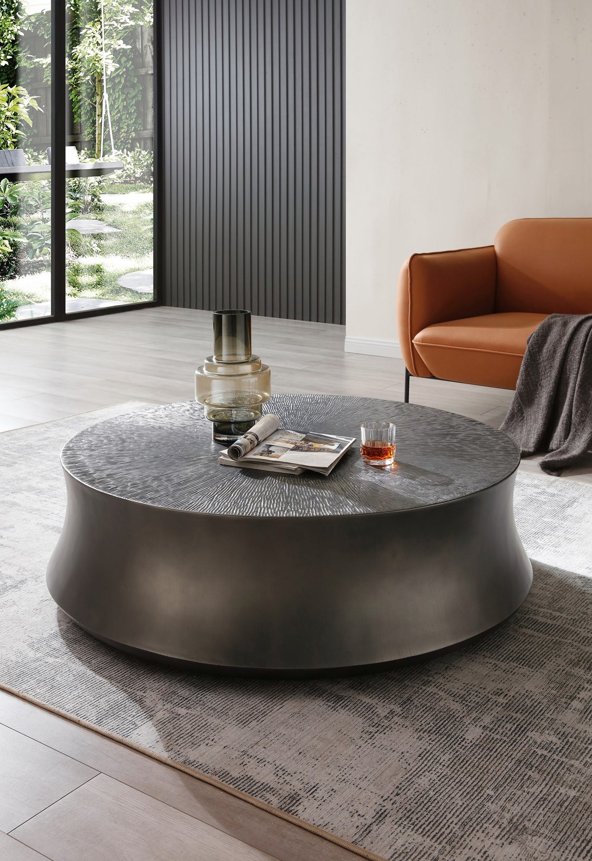 Airdrie - Modern Antique Grey Round Coffee Table Set by VIG Furniture - View 3