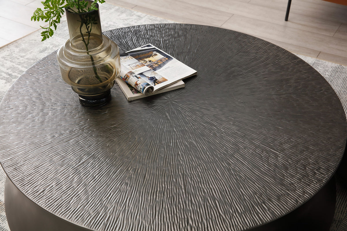 Airdrie - Modern Antique Grey Round Coffee Table Set by VIG Furniture - View 2