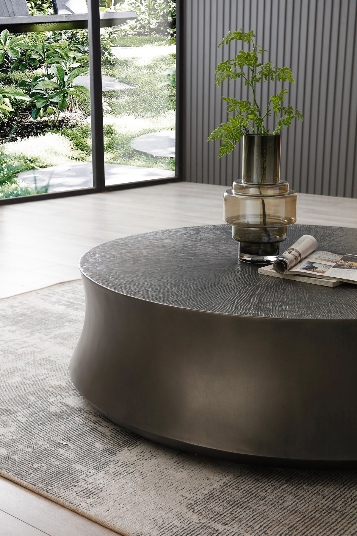 Airdrie - Modern Antique Grey Large Round Coffee Table by VIG Furniture - View 5