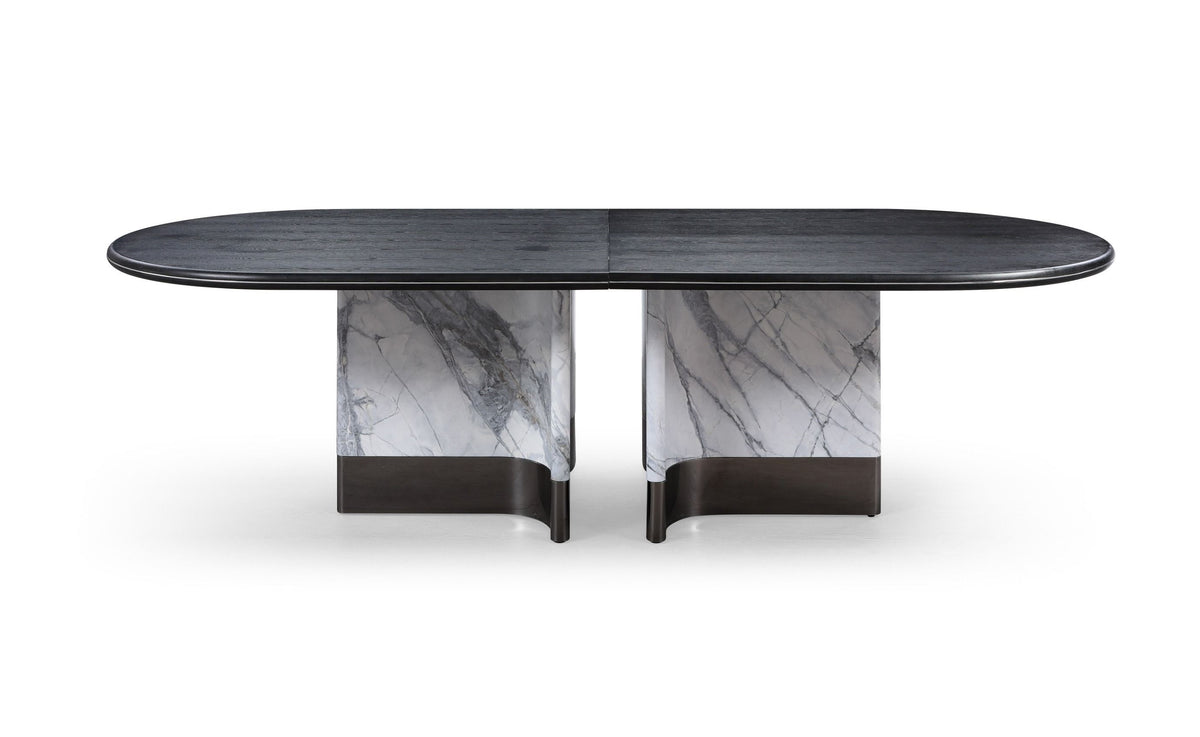 Renfew - Modern Black Oak + Faux Marble Oval Dining Table by VIG Furniture - View 7