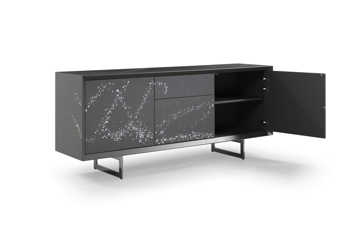 Hawick - Contemporary Dark Grey + Abstract White Paint Buffet by VIG Furniture - View 3