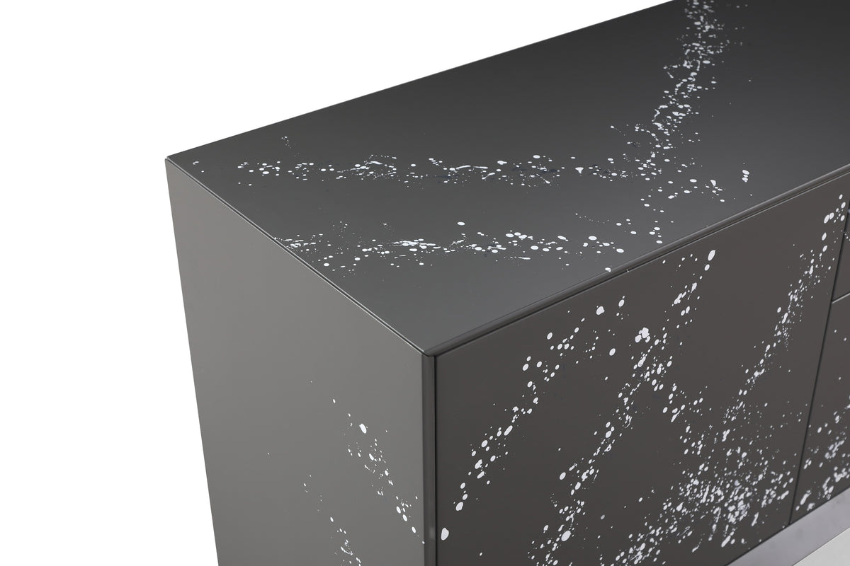 Hawick - Contemporary Dark Grey + Abstract White Paint Buffet by VIG Furniture - View 4