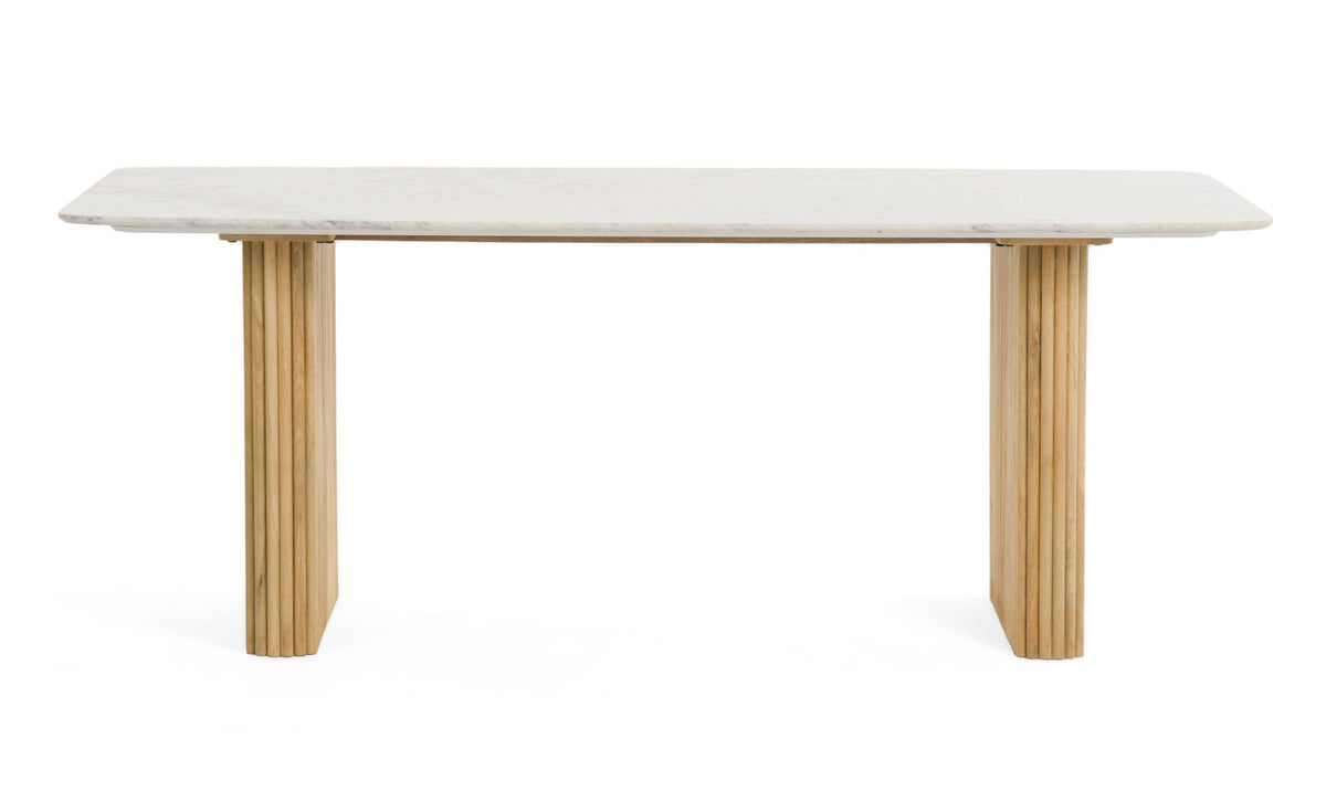 Cambridge White Marble & Mango Rectangular Dining Table by VIG Furniture - View 7