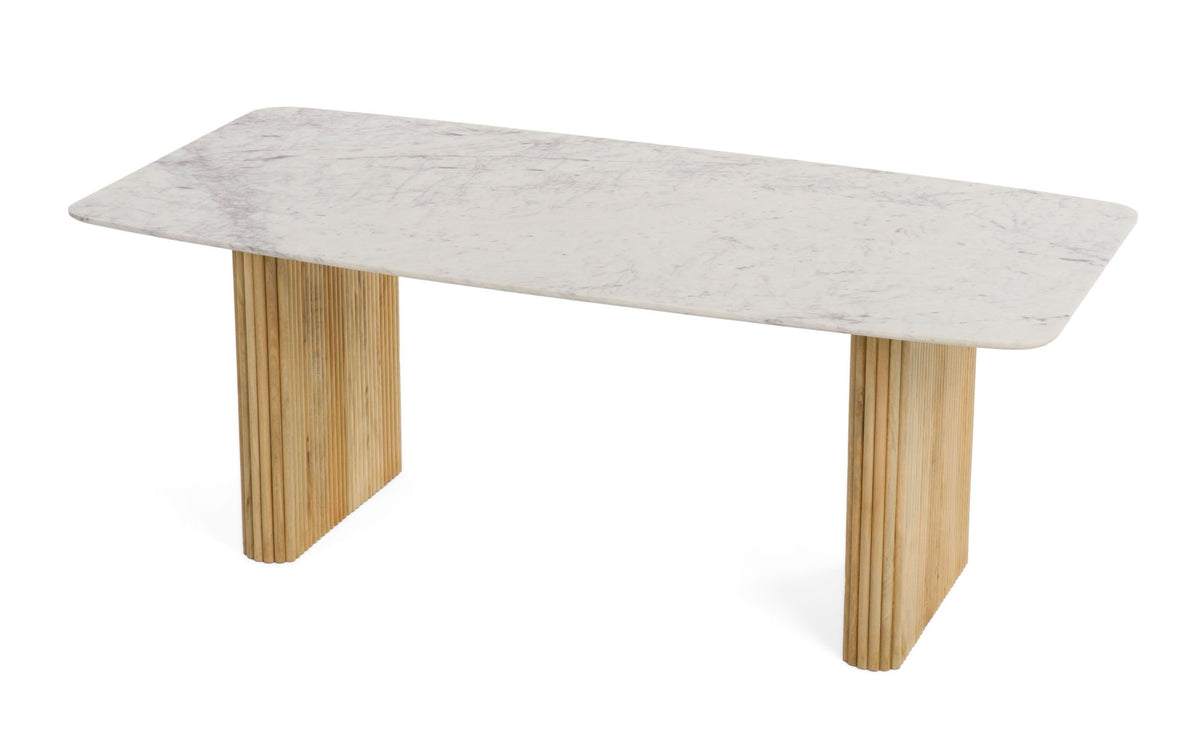 Cambridge White Marble & Mango Rectangular Dining Table by VIG Furniture - View 8