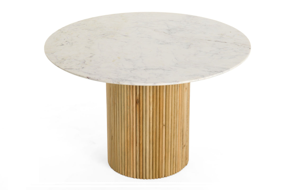Cambridge White Marble & Mango Round Dining Table by VIG Furniture - View 10