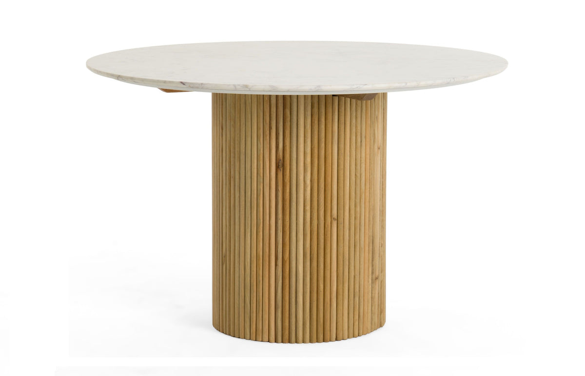 Cambridge White Marble & Mango Round Dining Table by VIG Furniture - View 9