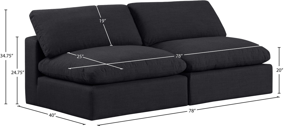 Comfy - Linen Modular Armless Sofa 2 Seats