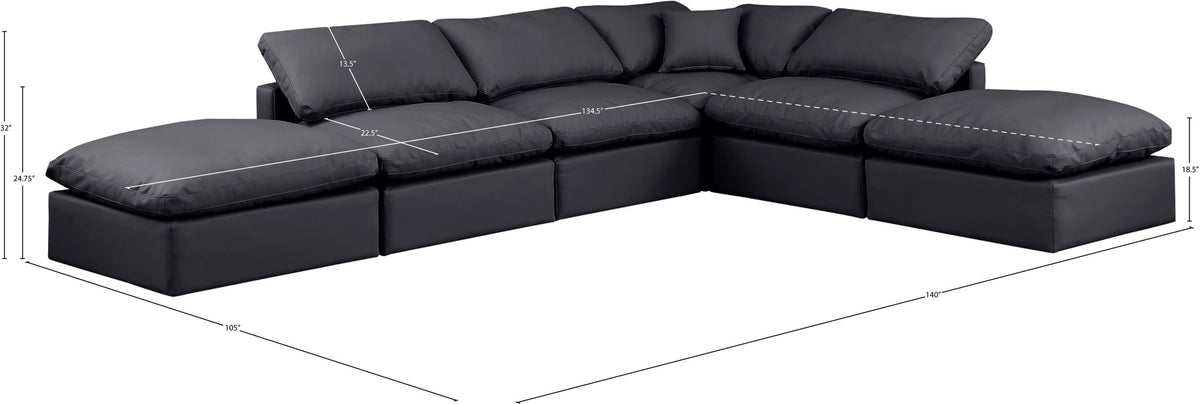 Indulge - Faux Leather 6 Piece Modular Armless Sectional