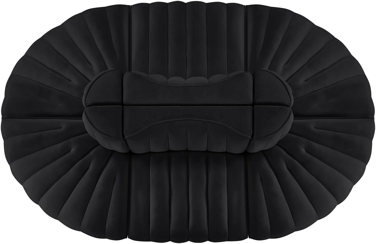 Rummi - Oval Velvet Performance Fabric Upholstered 6 Piece Modular Sectional
