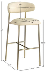 Lupita - Vegan Leather Upholstered Bar Stool (Set of 2) - Cream / Brushed Gold