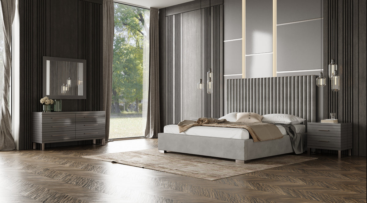 Splendor - Silver & Grey Velvet Upholstered Platform Bed Set by VIG Furniture - View 2