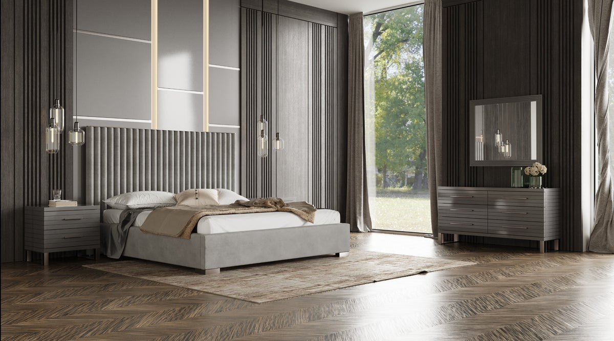Splendor - Silver & Grey Velvet Upholstered Platform Bed Set by VIG Furniture - View 1