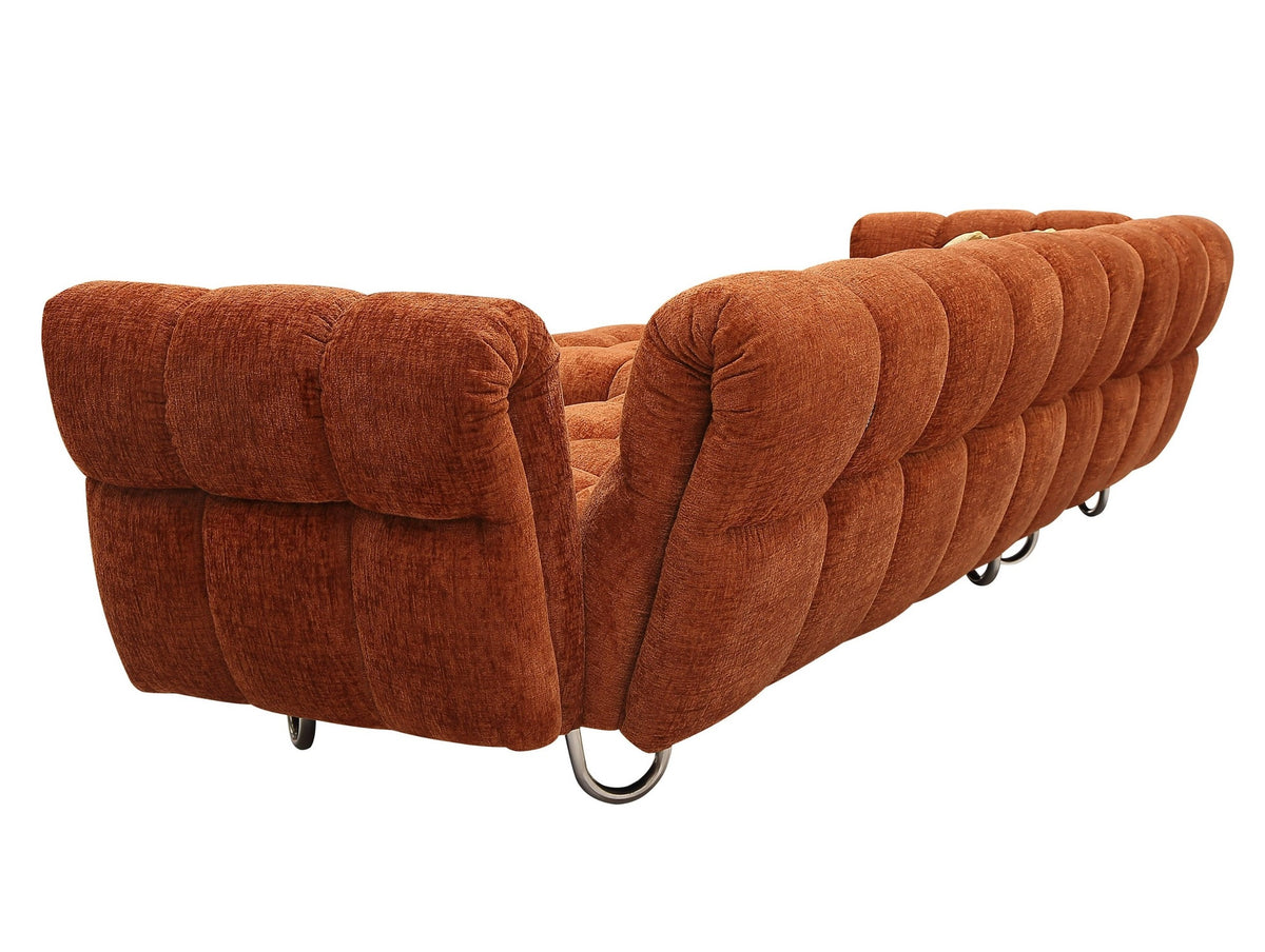 Jacinda - Modern Burnt Orange Fabric Right Facing Sectional Sofa + 2 Yellow Pillows by VIG Furniture - View 6