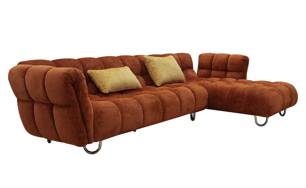 Jacinda - Modern Burnt Orange Fabric Right Facing Sectional Sofa + 2 Yellow Pillows by VIG Furniture - View 5