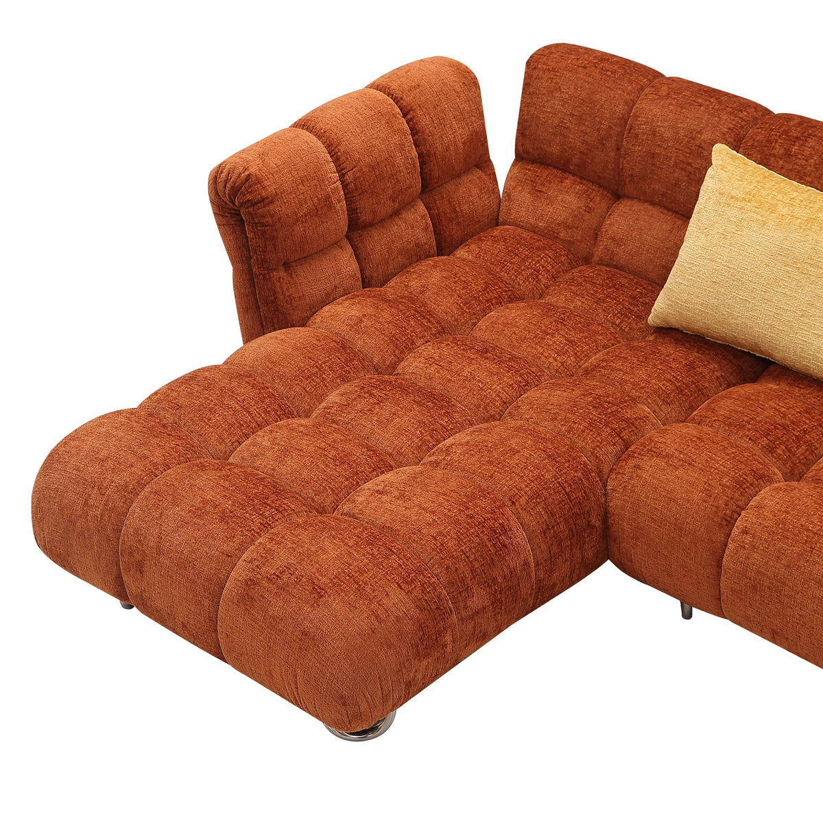 Jacinda - Modern Burnt Orange Fabric Left Facing Sectional Sofa + 2 Yellow Pillows by VIG Furniture - View 7