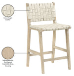 Entwine - Vegan Leather Upholstered Counter Stool - Painted Natural
