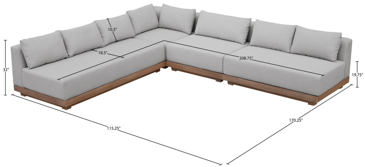 Solace - Olefin Performance Fabric 4 Piece Outdoor Patio Modular Sectional