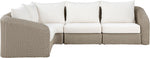 Seacrest - Olefin Water Resistant Fabric And Wicker 4 Piece Outdoor Patio Modular Sectional