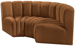 Arc - Velvet 3 Piece Modular U-Shaped Sofa - Saddle