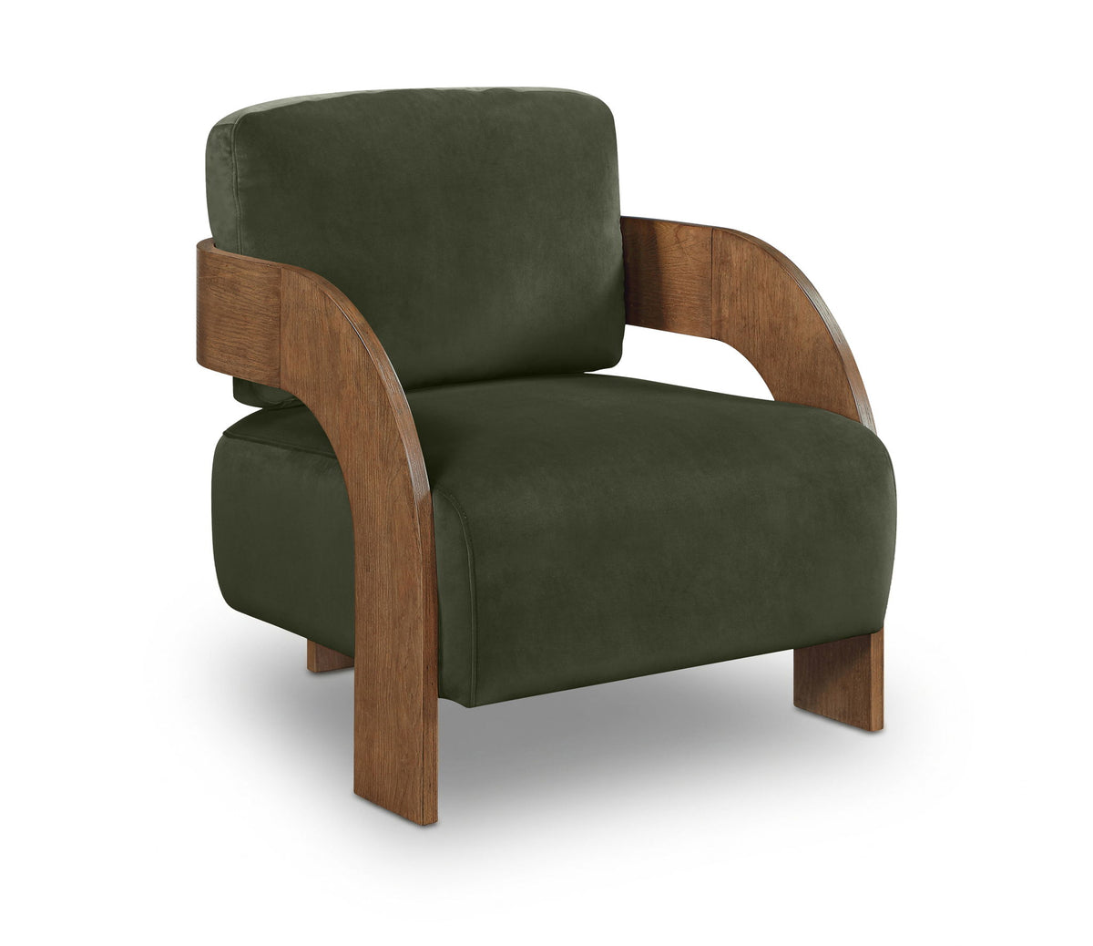 Cedra - Velvet Performance Fabric Upholstered Accent Chair - Brown Frame