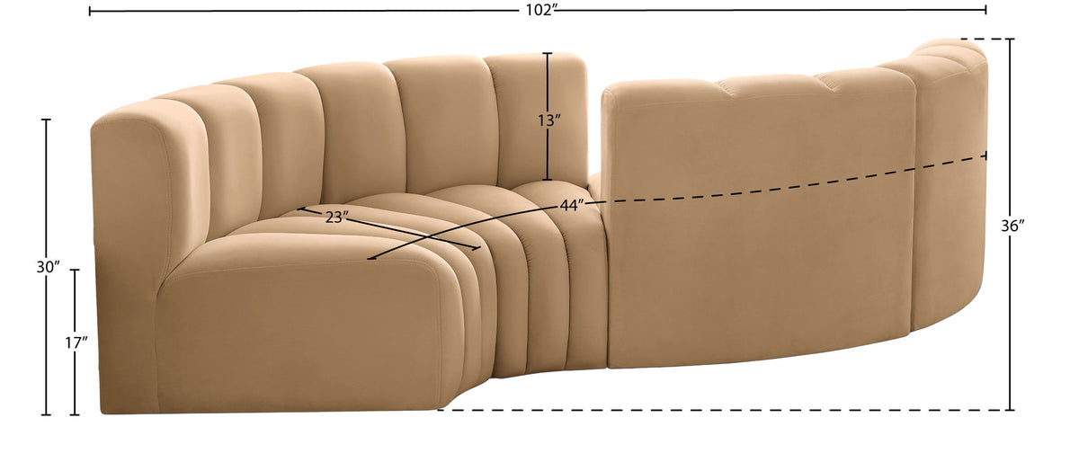 Arc - Velvet 4 Piece Curved Modular Sofa