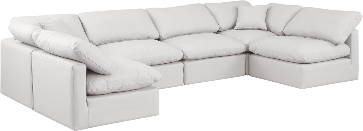 Indulge - Faux Leather 6 Piece Modular U-Shaped Sectional