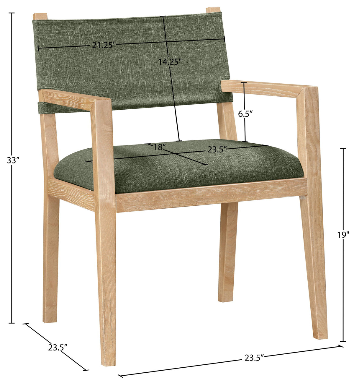 Avon - Linen Textured Performance Fabric Upholstered Dining Arm Chair