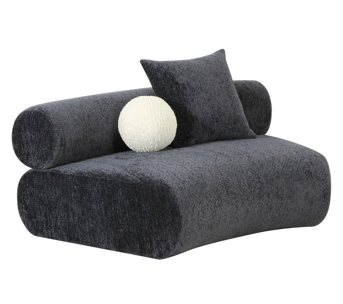 Simpson - Contemporary Dark Grey Fabric Curved Modular Armless Seat with Throw Pillows by VIG Furniture - View 1