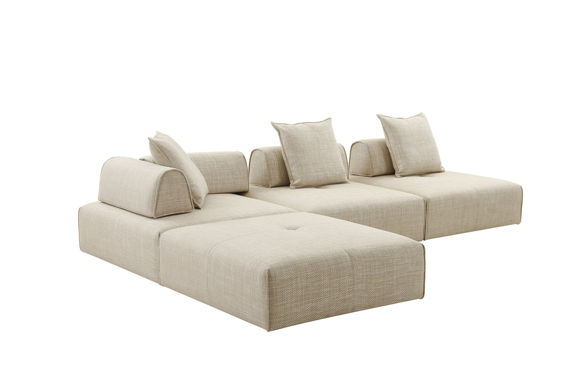 Mondo - Modern Modular Beige Fabric Armless Seat by VIG Furniture - View 3