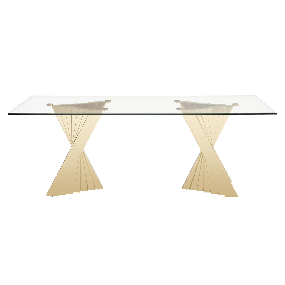 Buquet - Glam Glass + Champagne Gold Rectangular Dining Table by VIG Furniture - View 1
