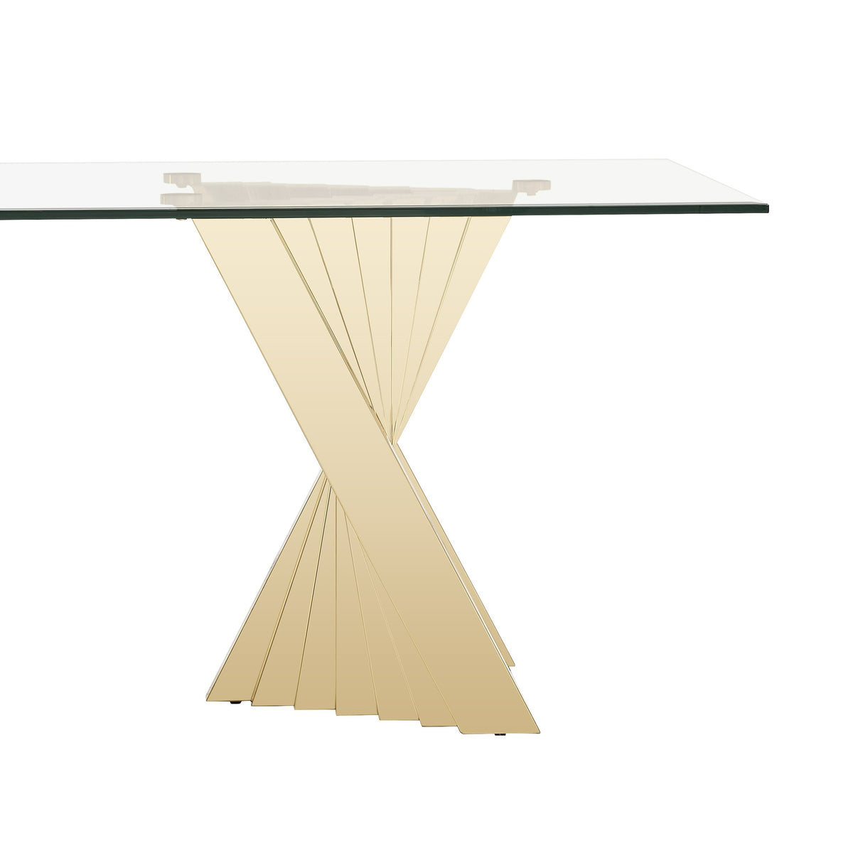Buquet - Glam Glass + Champagne Gold Rectangular Dining Table by VIG Furniture - View 7