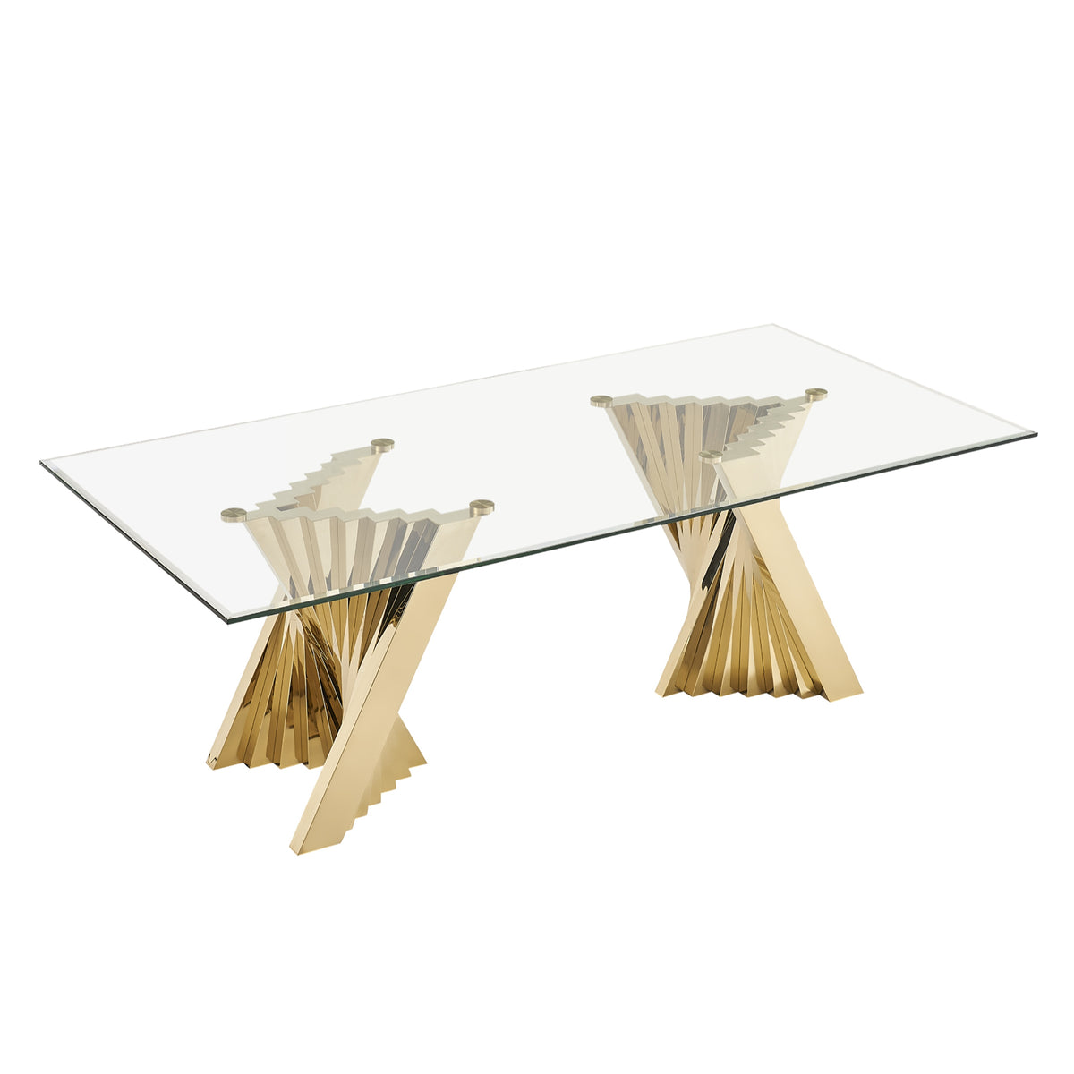 Buquet - Glam Glass + Champagne Gold Rectangular Dining Table by VIG Furniture - View 4