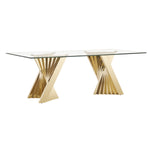Buquet - Glam Glass + Champagne Gold Rectangular Dining Table by VIG Furniture - View 3