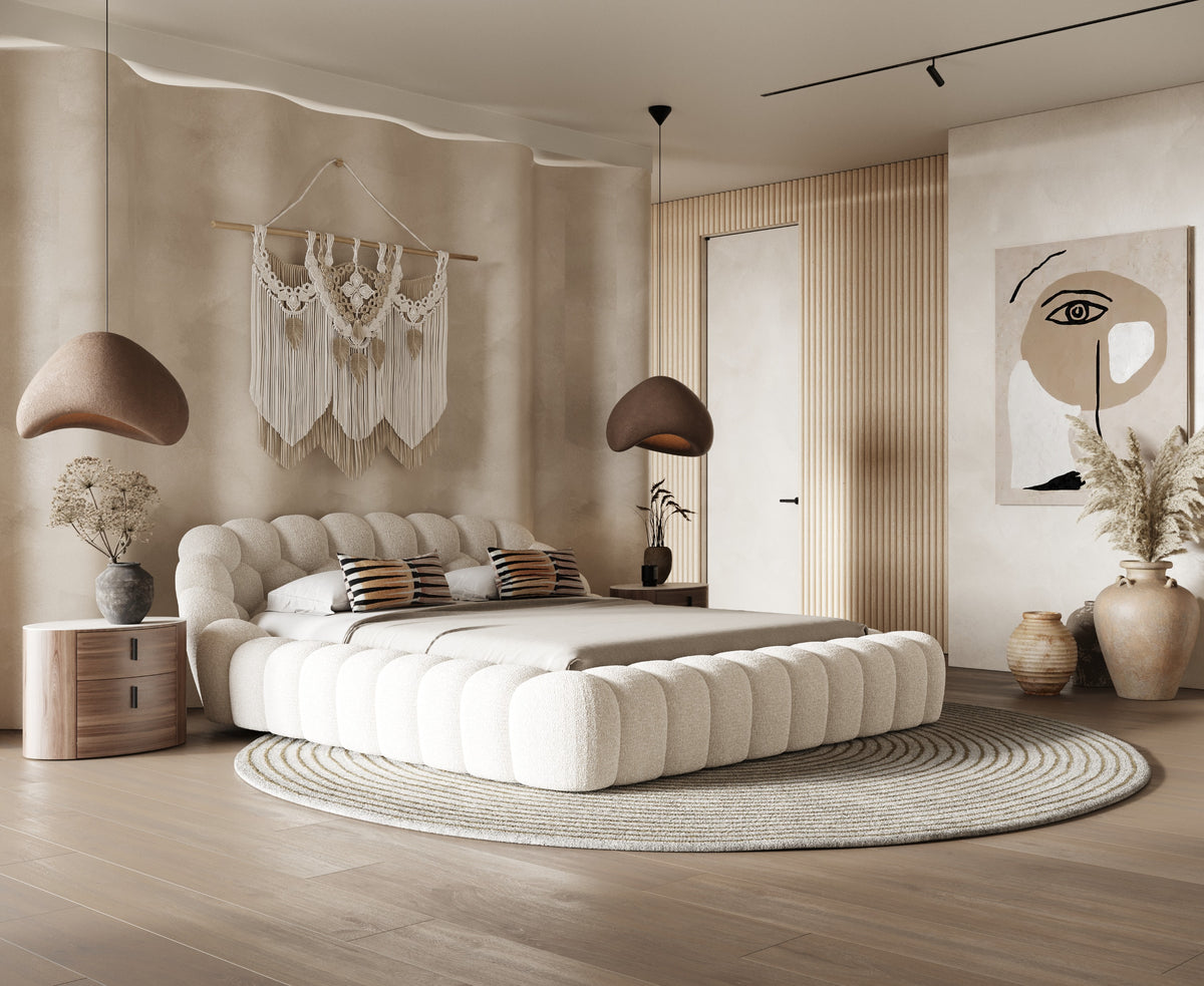 Yolonda - Modern Off-White Fabric Bed by VIG Furniture - View 2