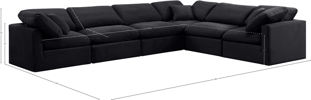Indulge - Velvet 6 Piece Modular Corner Sectional