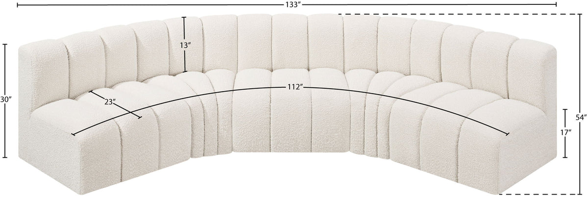 Arc - Boucle Fabric 5 Piece U-Shaped Modular Sofa